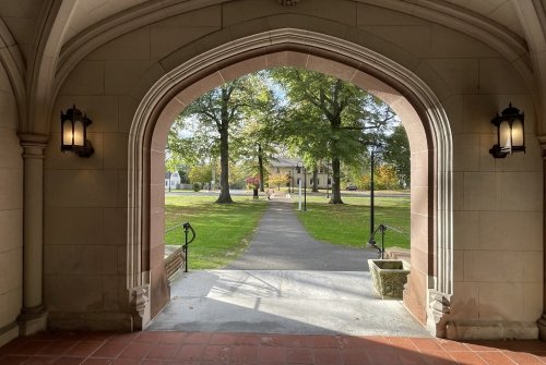 Arches in Mary Woolley Hall on the ŷAV Campus in South Hadley, MA